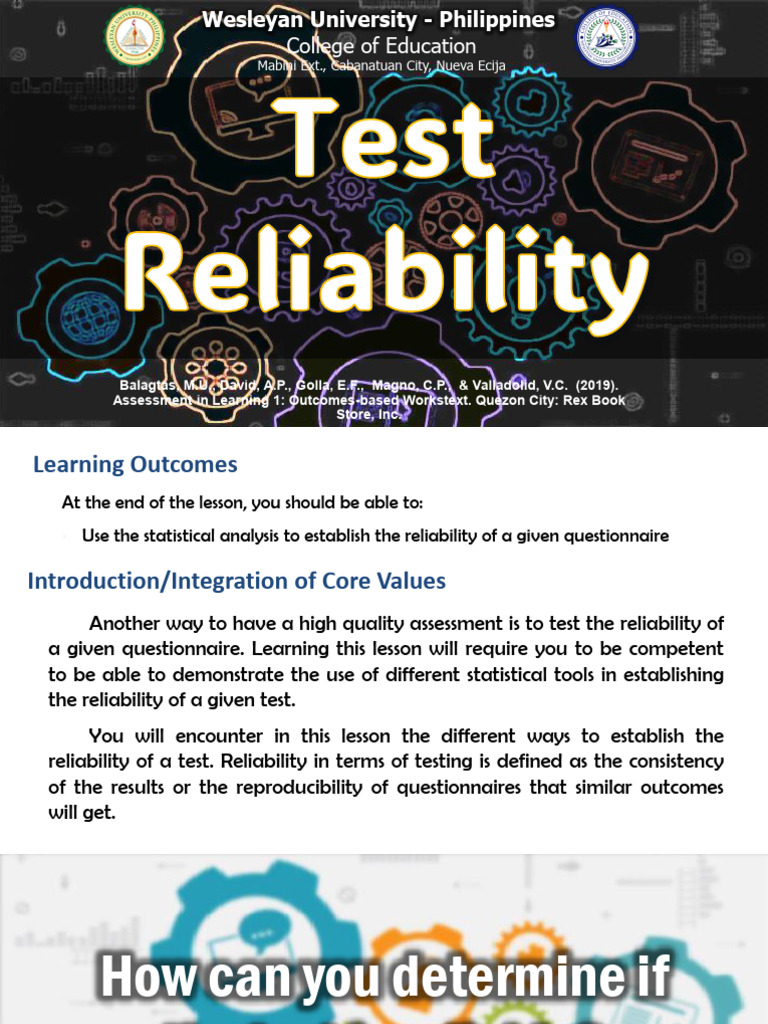Lesson 7 Test Reliability | PDF | Methodology | Statistics
