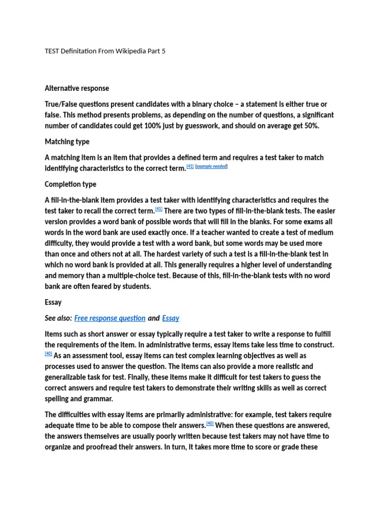 Types of Test Item Formats Explained | PDF | Evaluation Methods