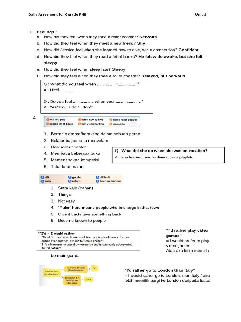 UH English Grade 6 Unit 1 | PDF | Linguistics | Languages