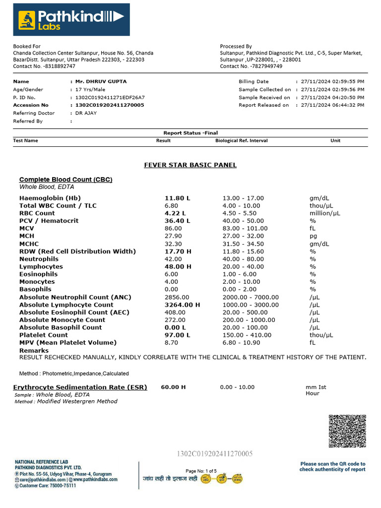 Complete Blood and Urine Test Report | PDF | Hematology | Blood