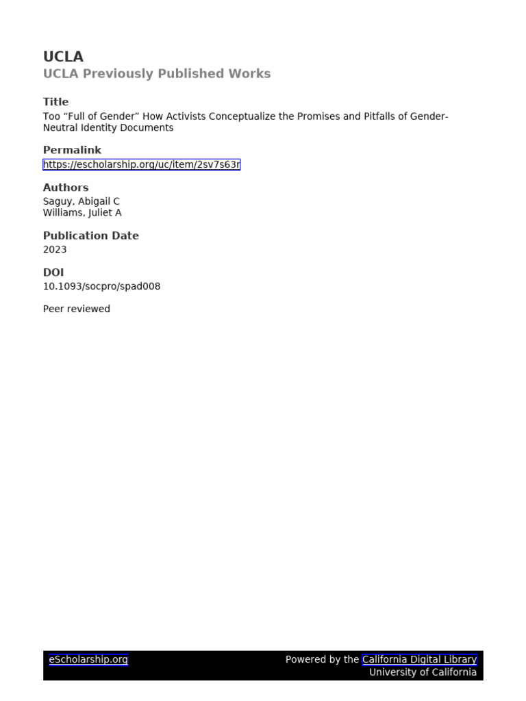 Gender-Neutral ID Documents: Activist Views | PDF | Gender | Gender Studies