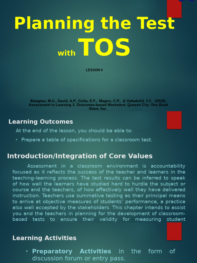 Classroom Test Planning Guide | PDF | Educational Assessment | Learning