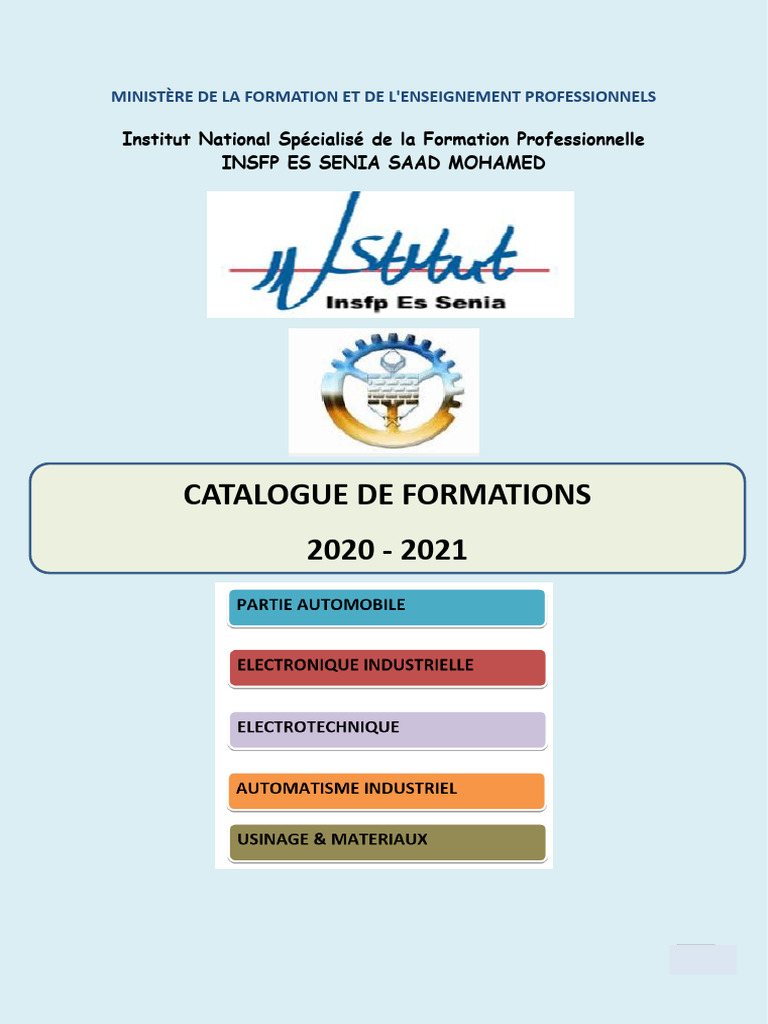 Catalogue de Formations INSFP ES SENIA | PDF | Électronique | Climatisation