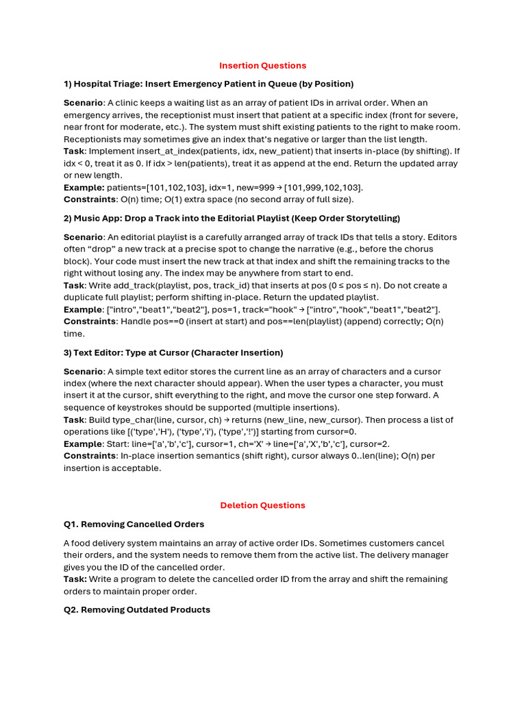 Array Questions Pdf Streaming Media Computing