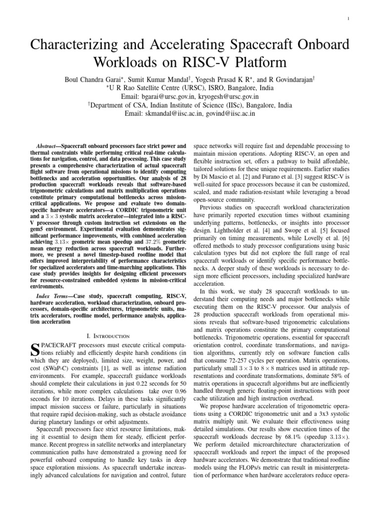 Spacecraft Workload Acceleration on RISC-V | PDF | Computer Engineering ...