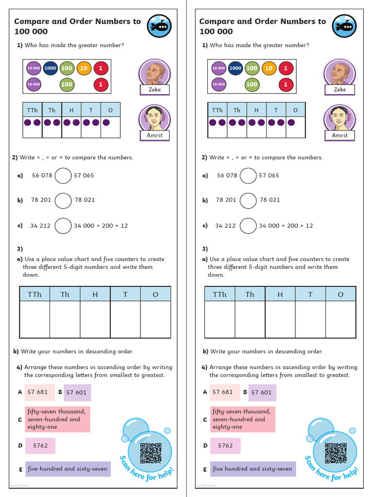 Vertical Format - Compare and Order Numbers To 100 000 | PDF | Mathematics