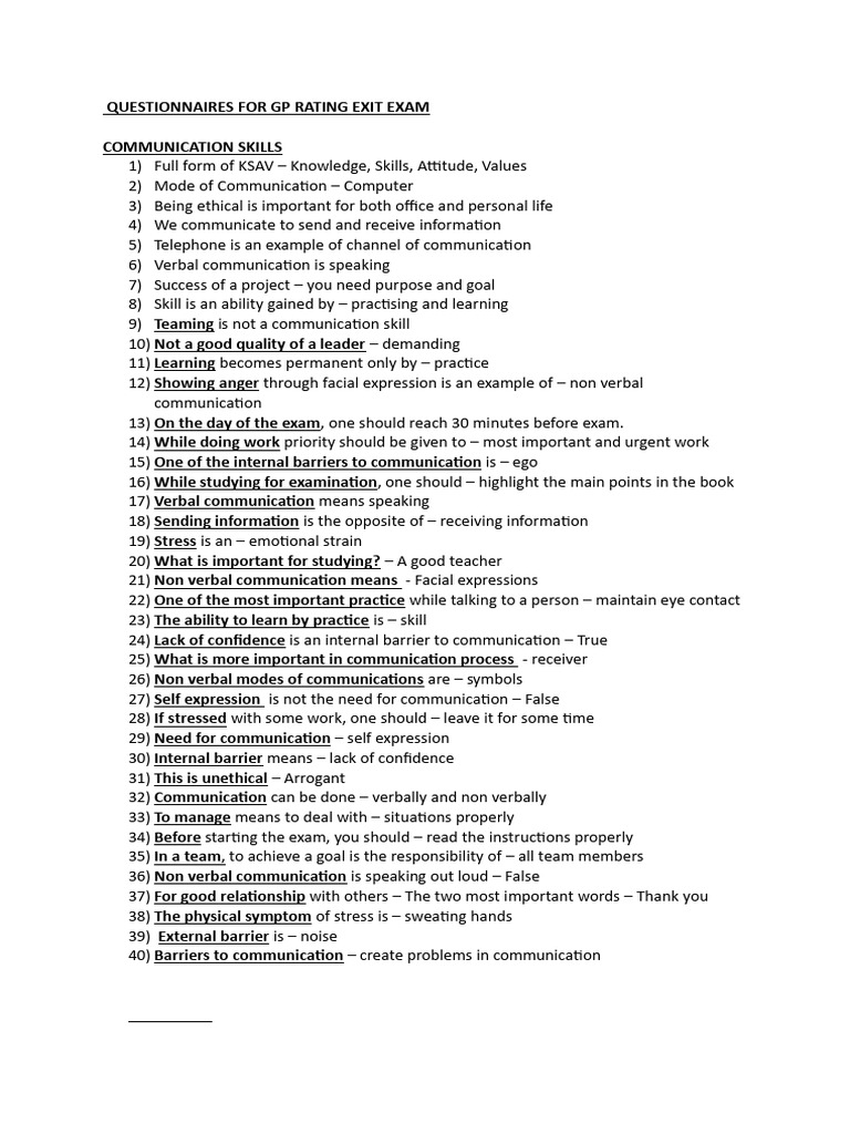 GP Rating Exam Communication & Computer Skills | PDF | Communication ...