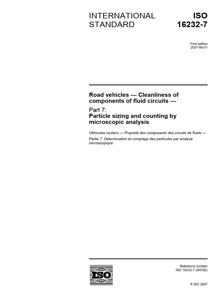 ISO 16232-7:2007 Particle Sizing Guide | PDF | Microscope | Scanning ...