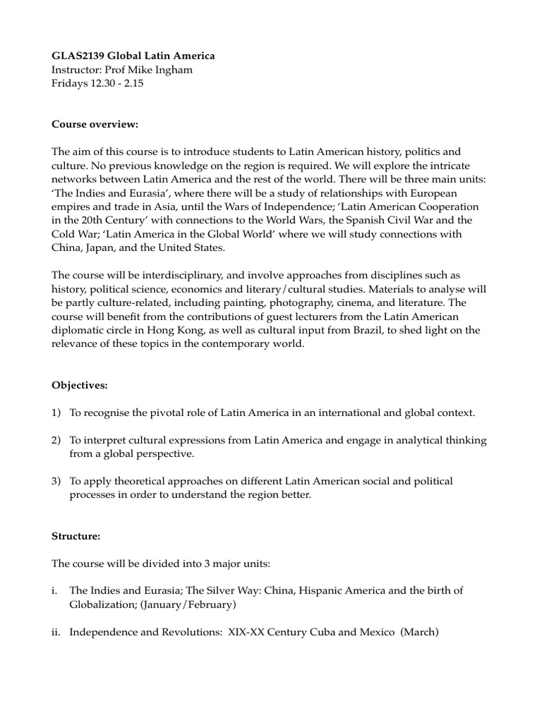 Latin American History and Culture Course | PDF | Latin America ...