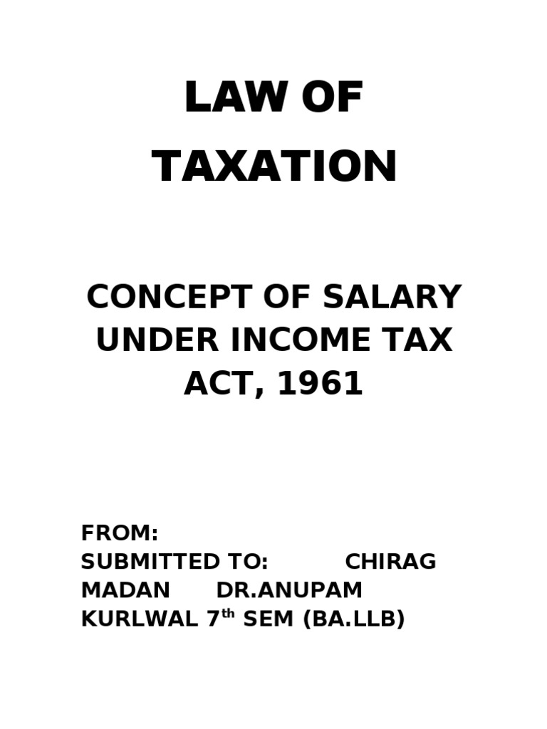 Concept of Salary Under Tax Act PDF Tax In India