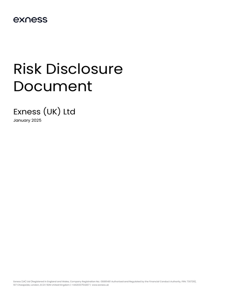 Exness CFD Risk Disclosure Document | PDF | Contract For Difference ...