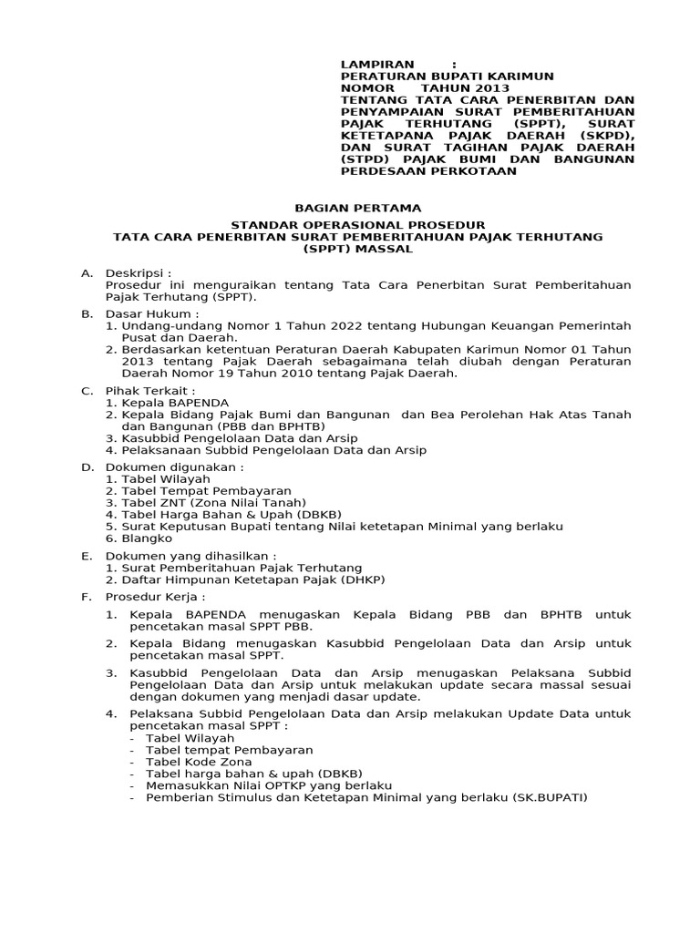 Prosedur Penerbitan SPPT dan SKPD Pajak | PDF