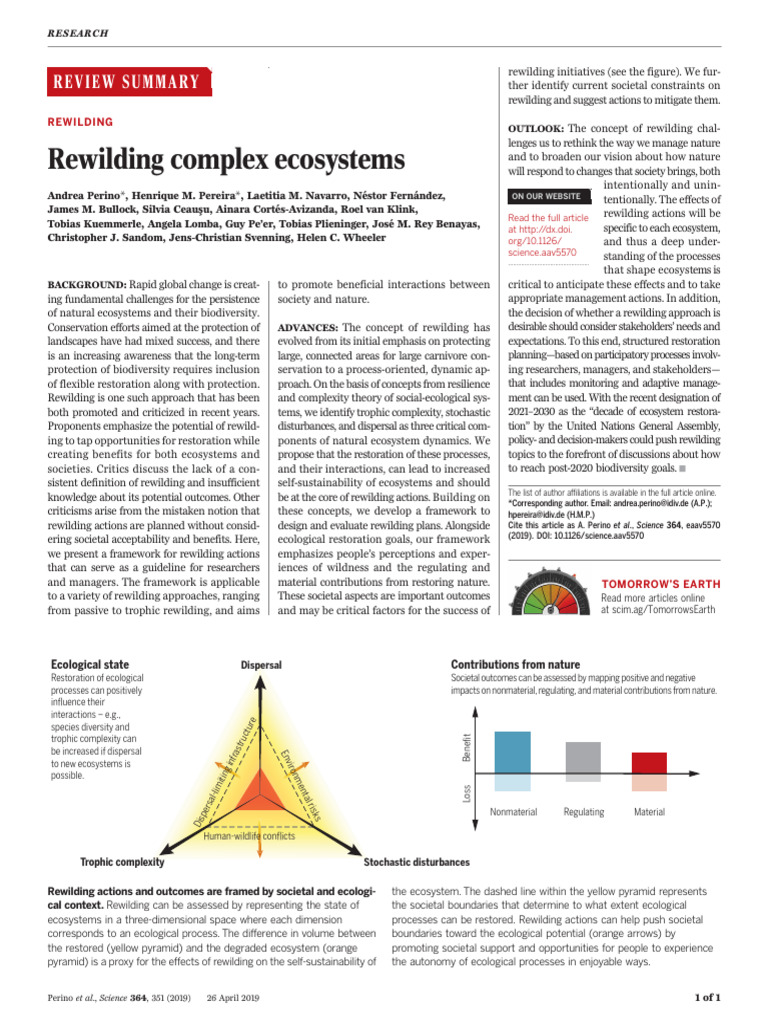Framework for Rewilding Ecosystems | PDF | Ecology | Ecological Resilience