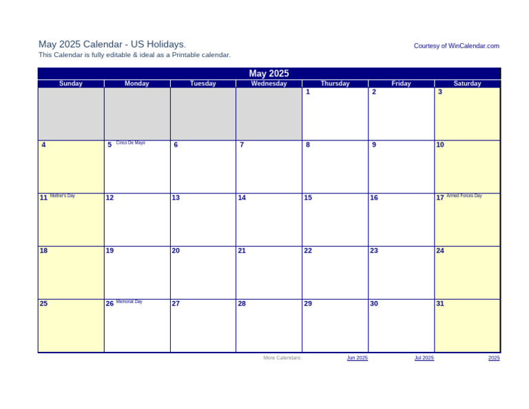 May 2025 US Holidays Calendar | PDF