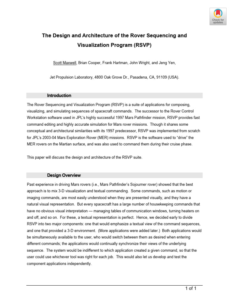 Maxwell Et Al 2013 The Design and Architecture of The Rover Sequencing ...