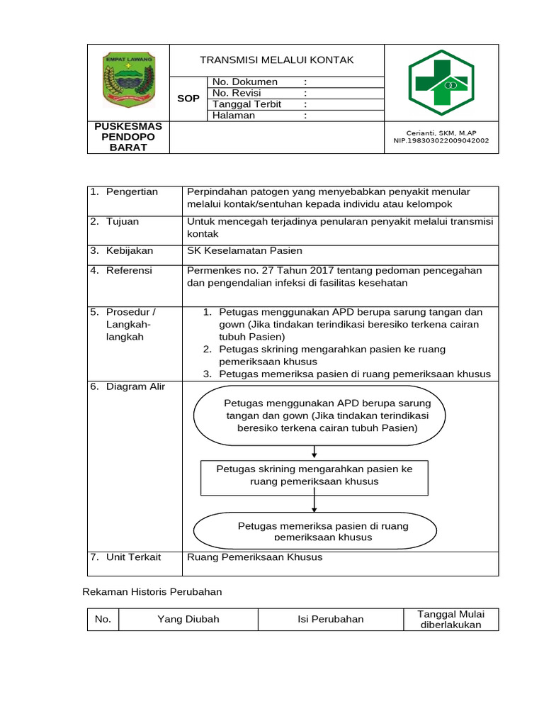 Sop Transmisi Kontak Pobar | PDF
