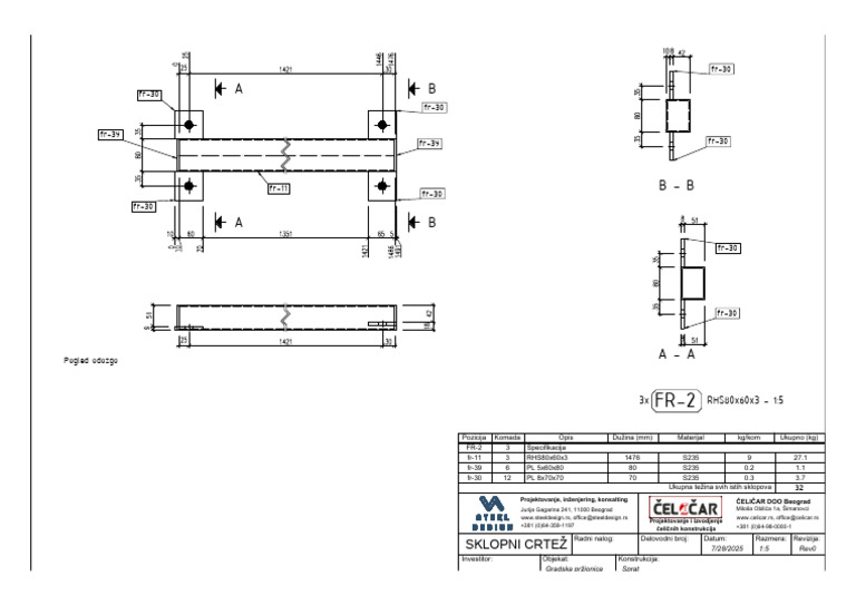 Sheet 129 Assembly FR-2 - A3 Advance Steel | PDF