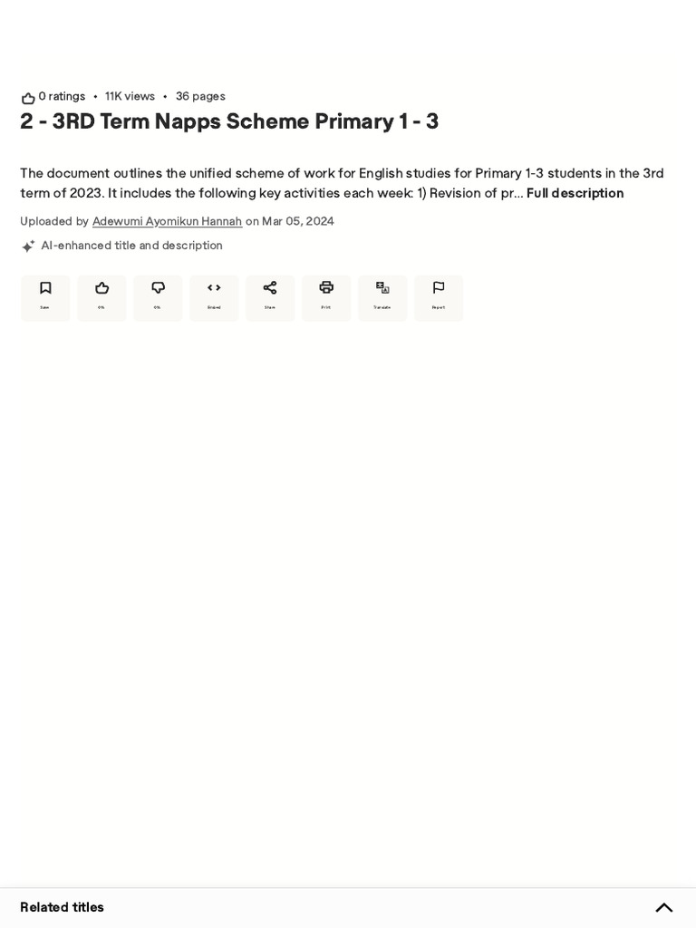 NAPPS Scheme for Primary 1-3 Term 3 | PDF | Scribd | Websites