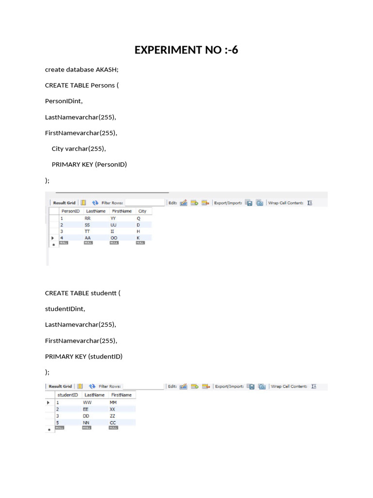 Experiment No 6 Dbms | PDF