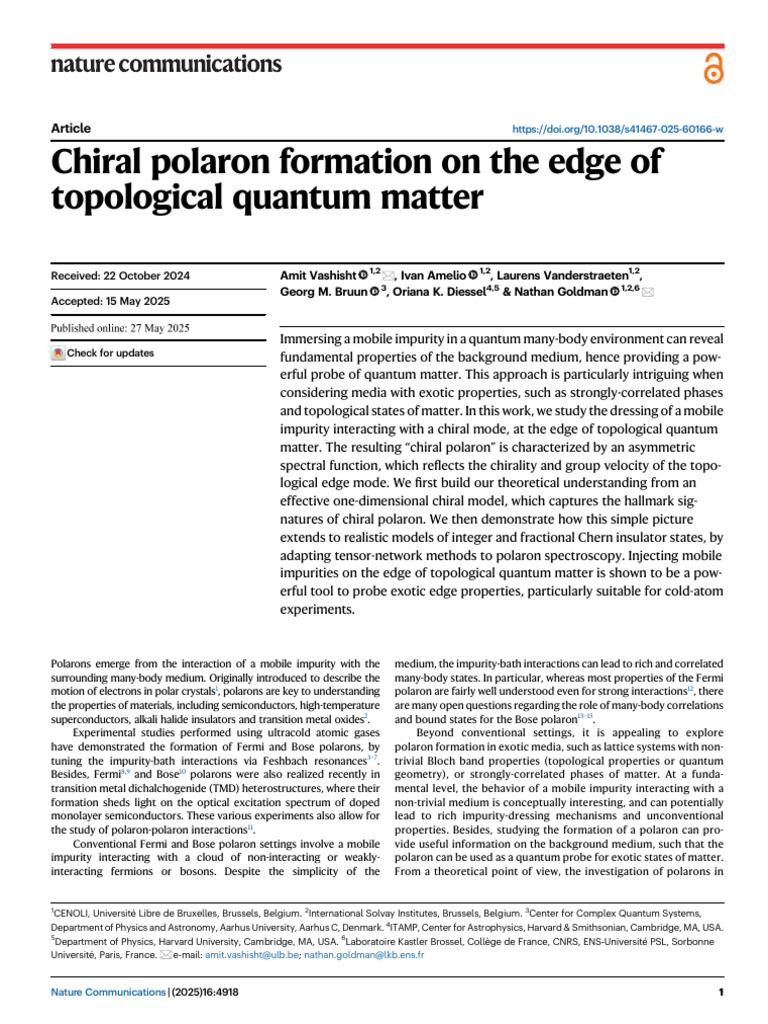 Chiral Polaron Formation in Quantum Matter | PDF | Momentum | Condensed ...
