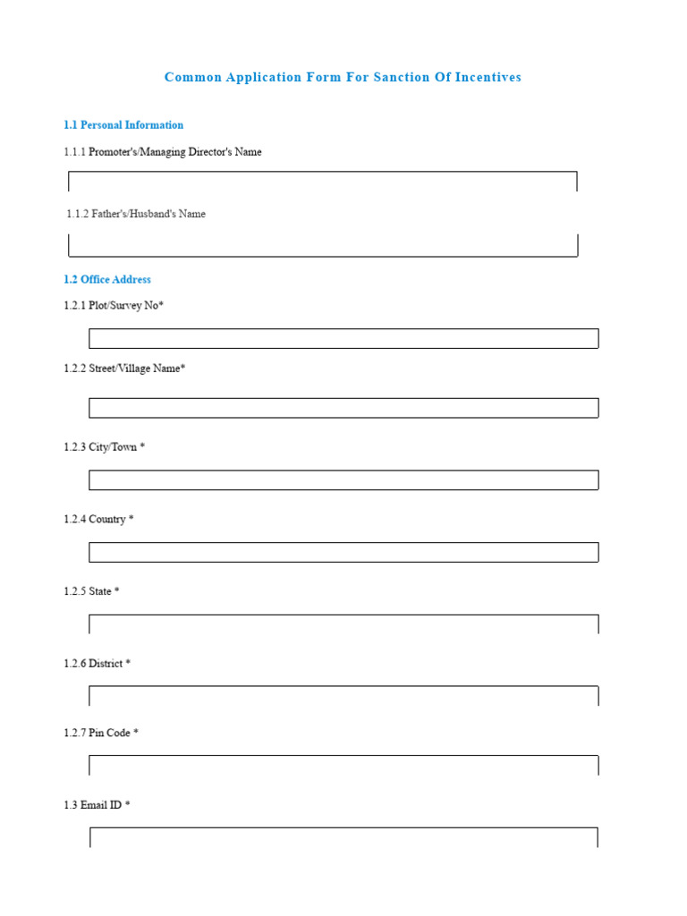 Common Application for Incentive Sanction | PDF | Business | Economies