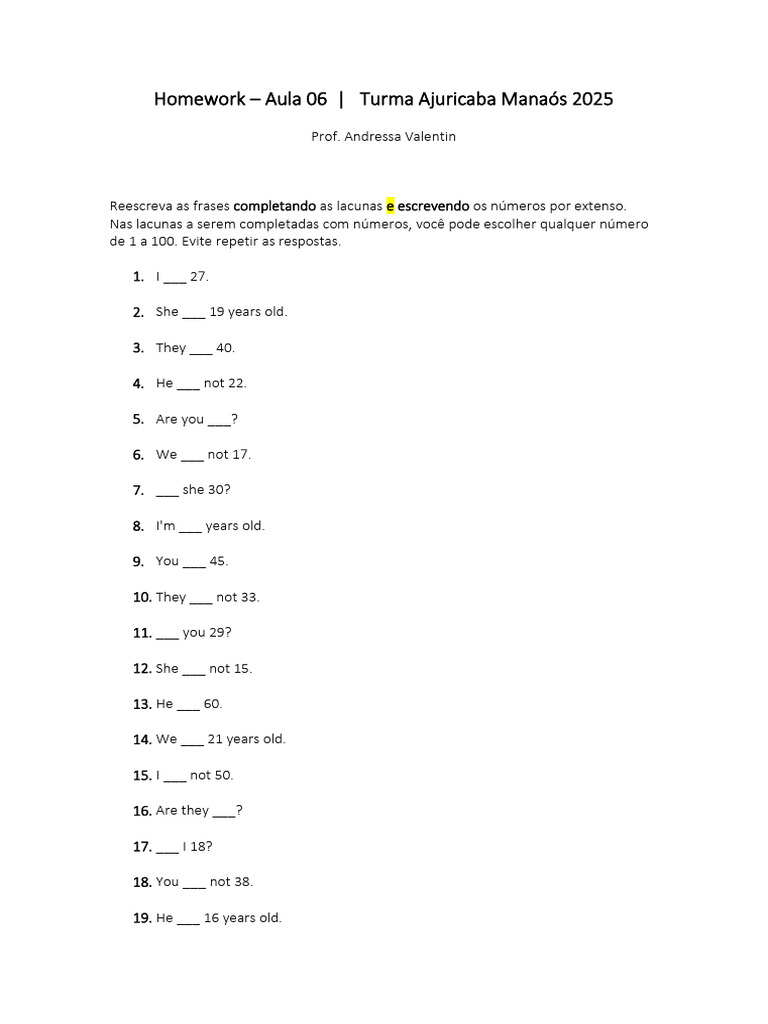 Homework Aula 06 | PDF