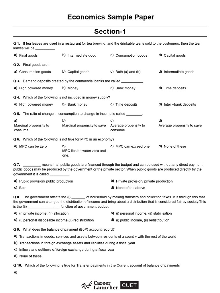 Economics Paper | PDF | Goods | Money