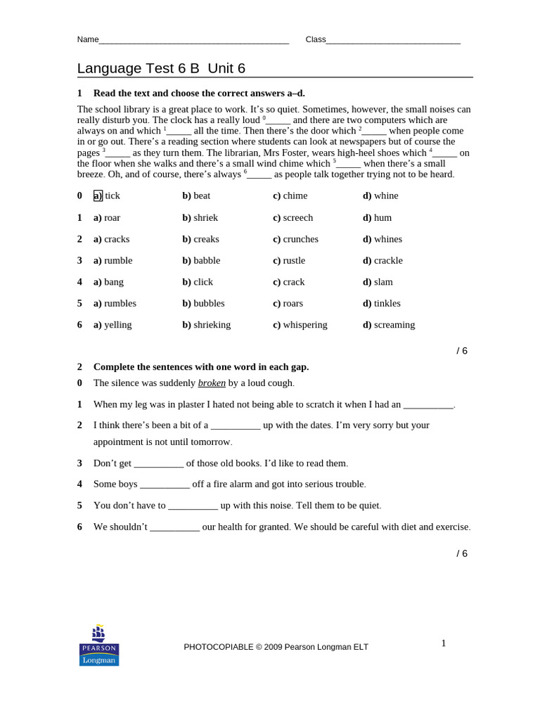 Language Test 6b | PDF | Orchestras | Performing Arts