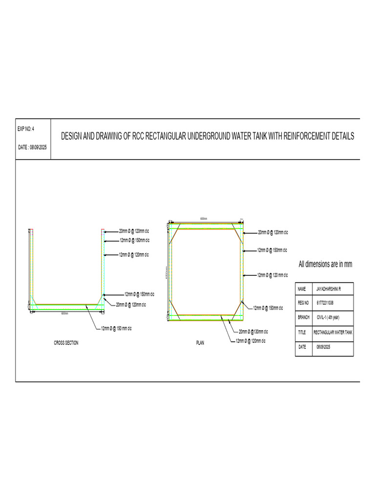 RCC Rectangular Water Tank Design | PDF | Military Vehicles | Tanks