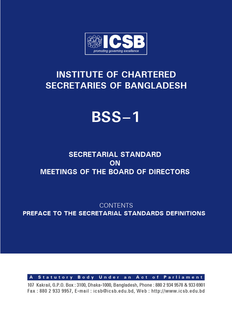 Board Meeting Secretarial Standards | PDF | Quorum | Securities (Finance)