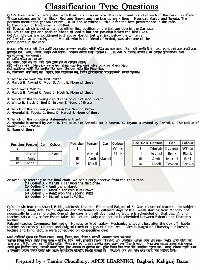 Classification Type Question | PDF