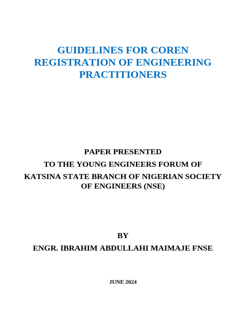 COREN Registration Guidelines for Engineers | PDF | Engineer