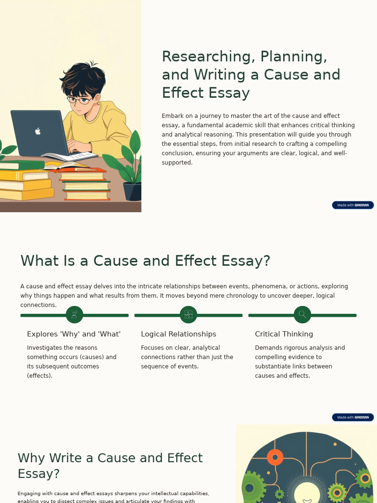 Researching Planning and Writing A Cause and Effect Essay | PDF ...