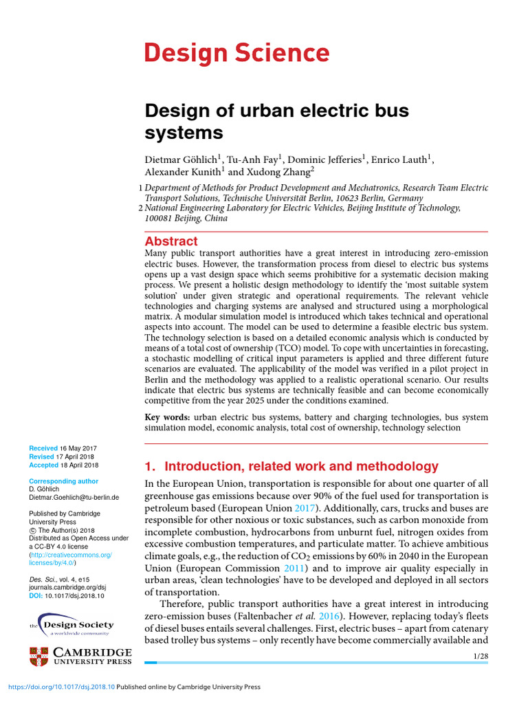 Urban Electric Bus System Design Methodology | PDF | Life Cycle ...