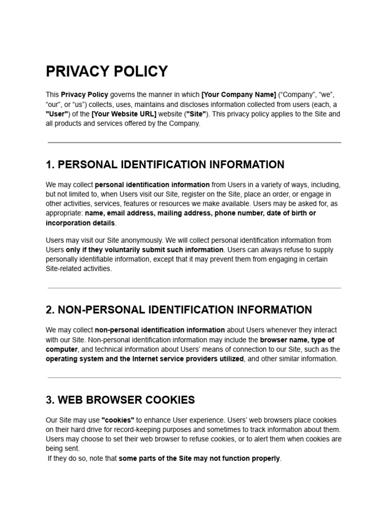 Online Store Privacy Policy Template | PDF | Http Cookie | World Wide Web