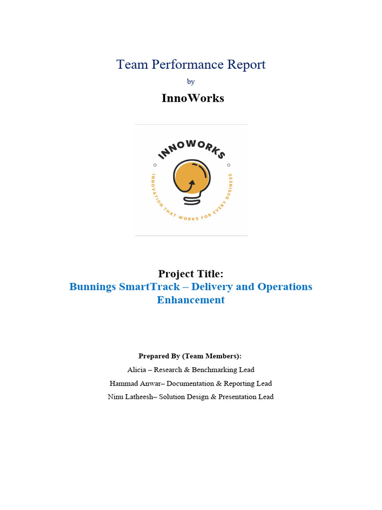 Bunnings SmartTrack Team Performance Report | PDF | Creativity | Innovation