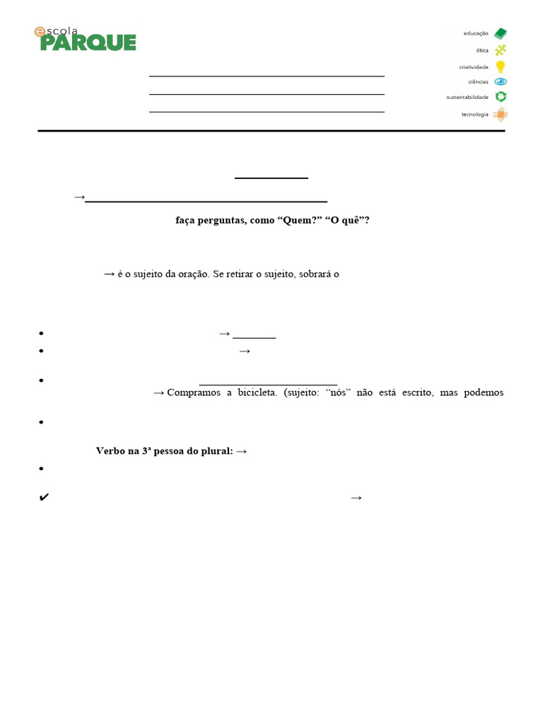 Tipos de Sujeito na Língua Portuguesa | PDF | Assunto (gramática ...