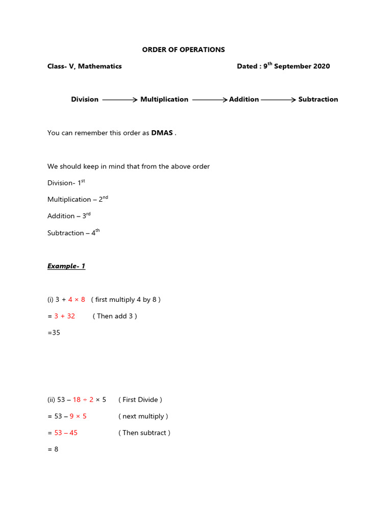 Class 5 Maths 9th Spetember Simplify | PDF