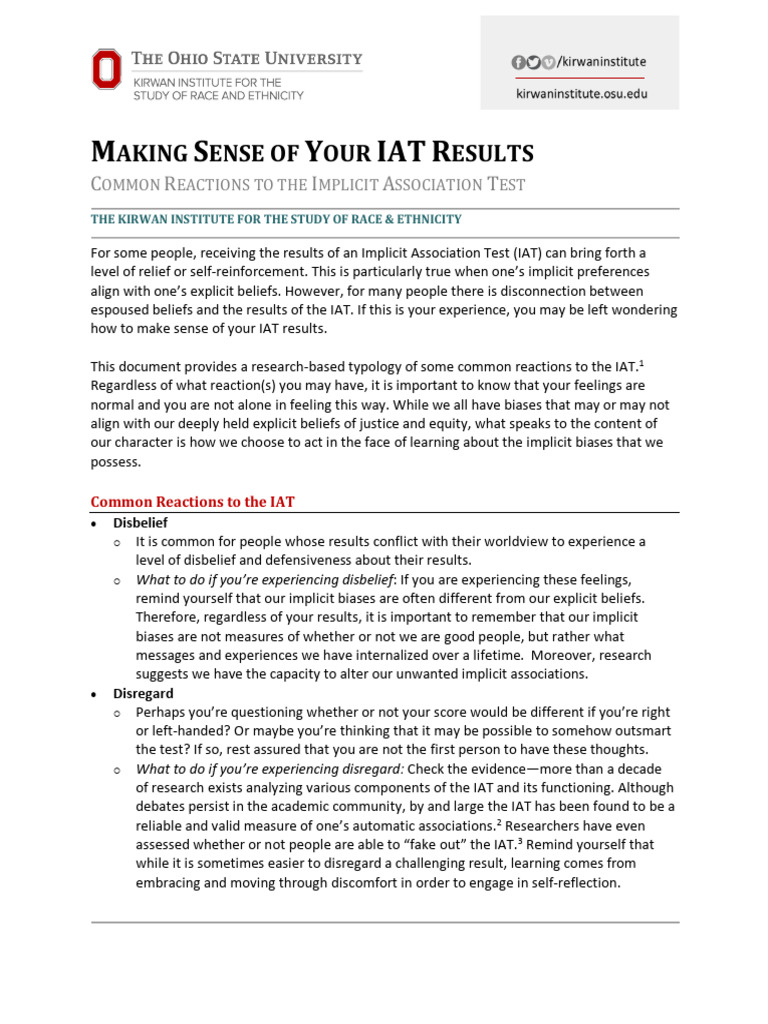 Understanding IAT Reactions and Insights | PDF | Bias | Cognition