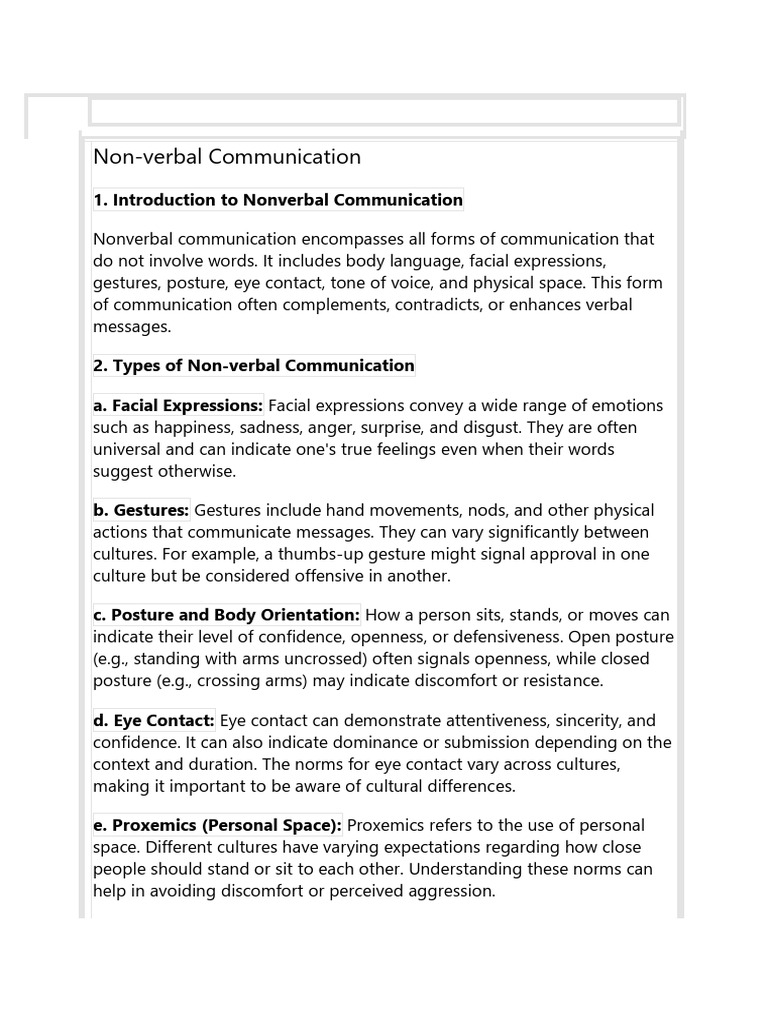 Understanding Non-Verbal Communication | PDF | Nonverbal Communication ...