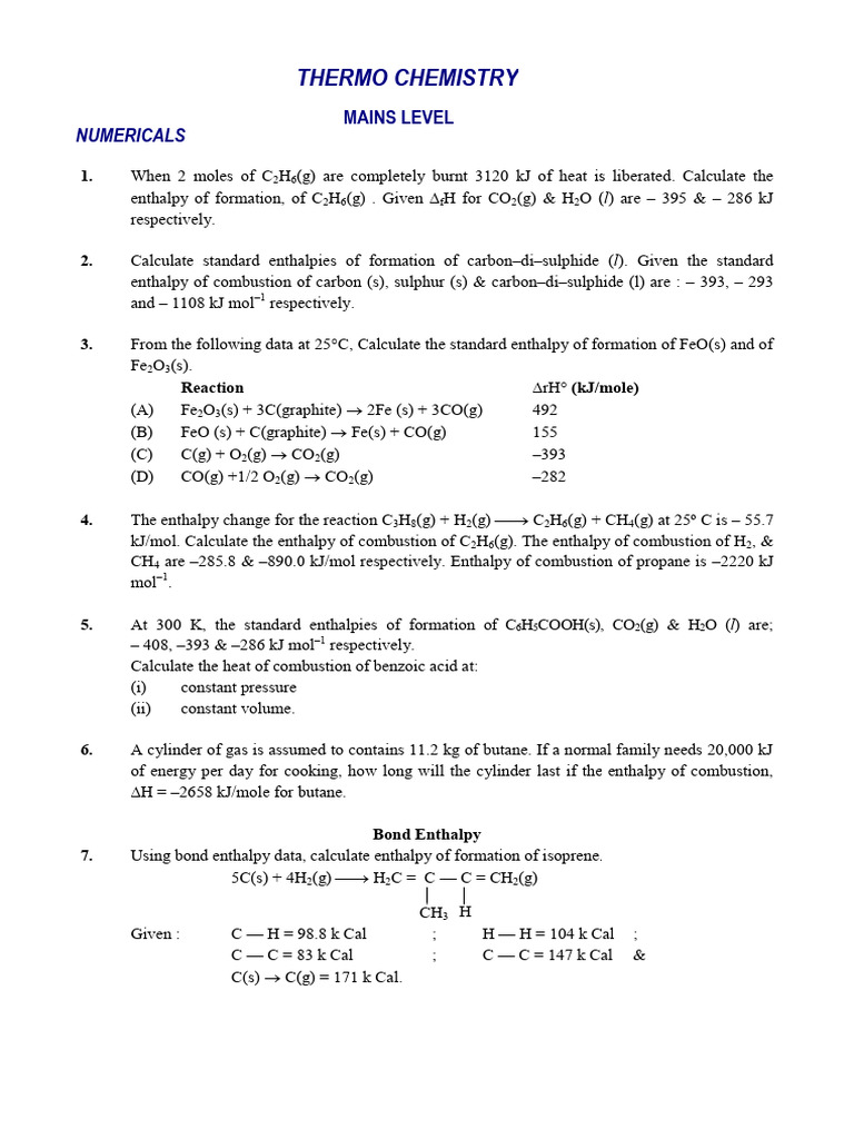 Thermochemistry Calculations and Enthalpy Analysis | PDF | Methane ...