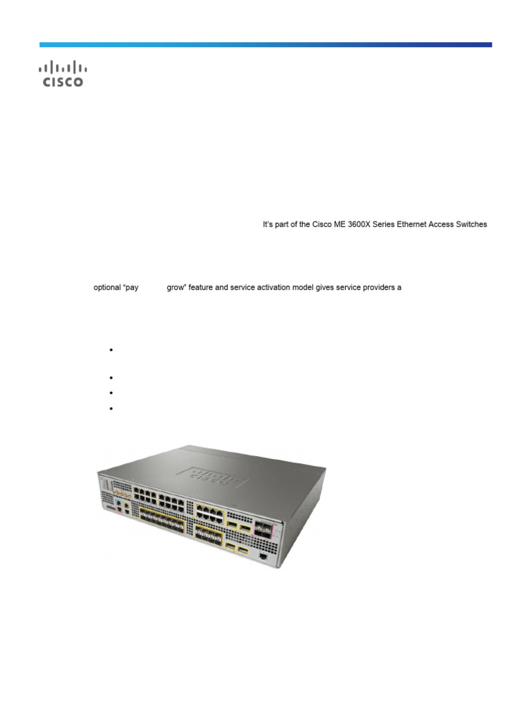 Cisco ME 3600X 24CX Switch Overview | PDF | Networking
