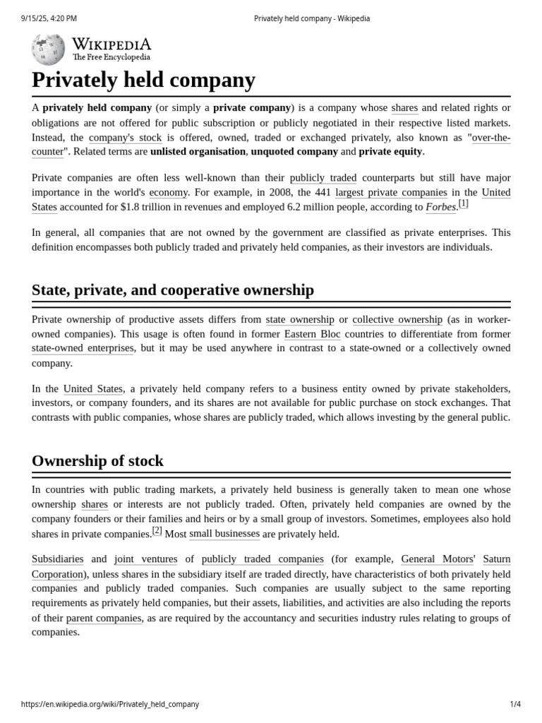 Understanding Privately Held Companies | PDF | Privately Held Company ...