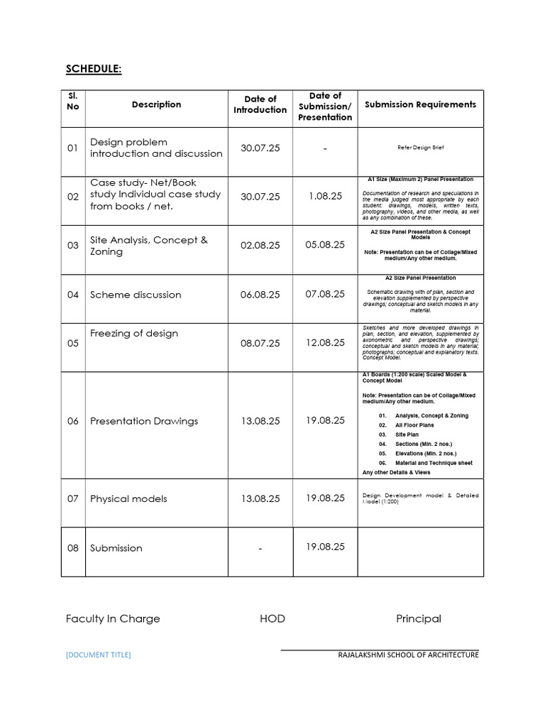 Rajalakshmi Architecture Schedule 2025 | PDF | Artistic Techniques