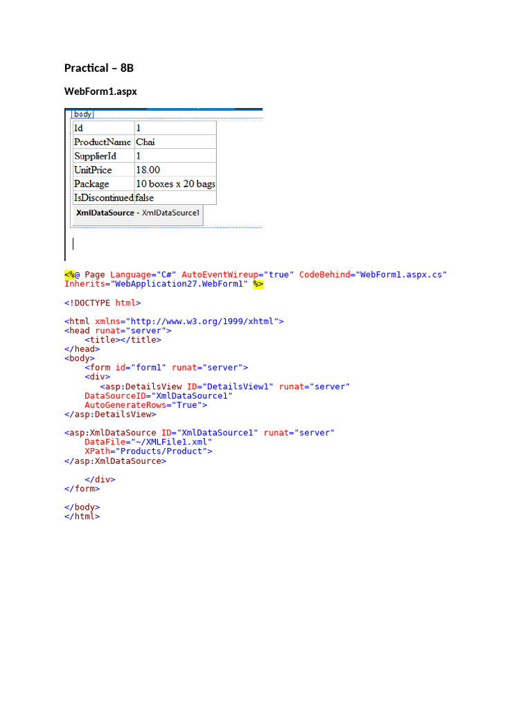 ASP.NET WebForm with XML DataSource | PDF