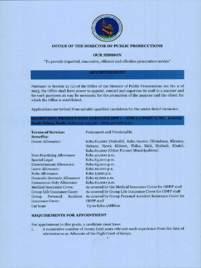 ODPP Vacancies and Requirements 2025 | PDF | Human Resources | Academic ...