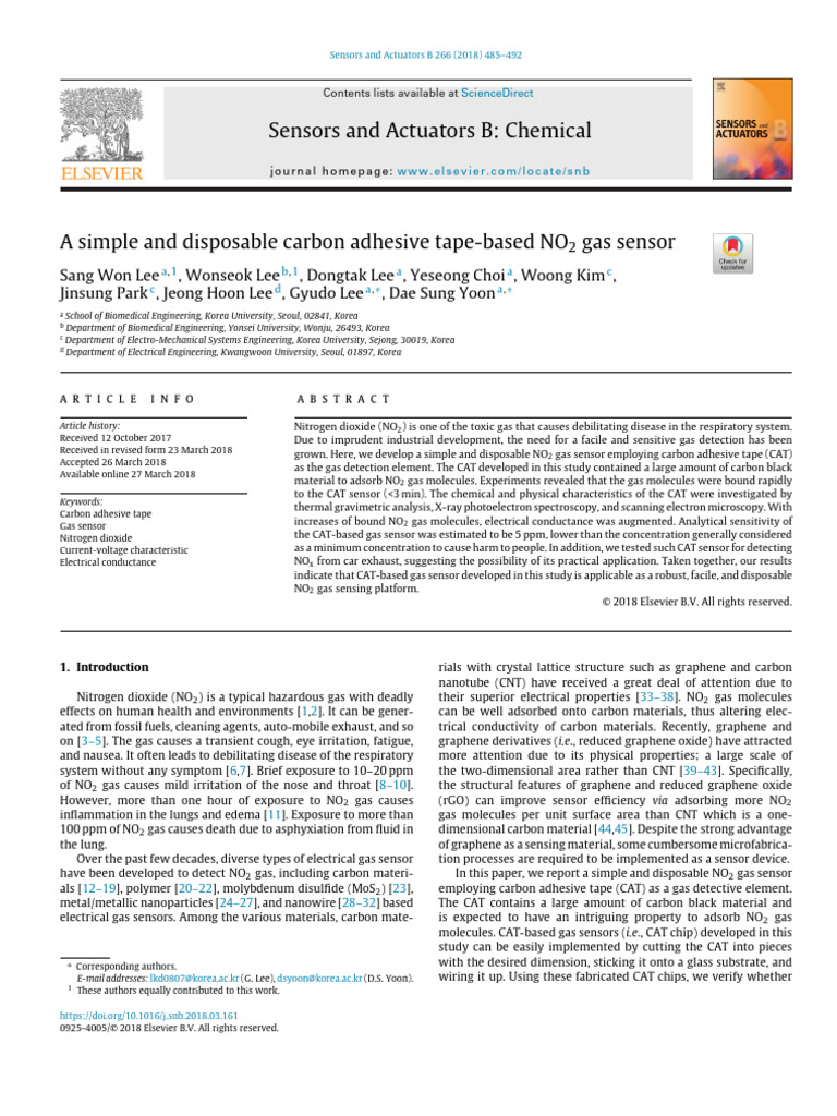 Disposable NO2 Gas Sensor Using Carbon Tape | PDF | Nitrogen Dioxide ...