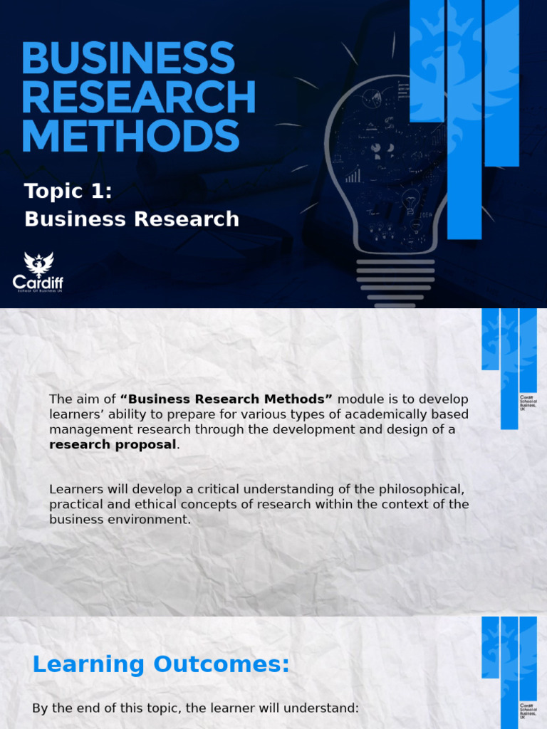 Business Research Methods Overview | PDF | Hypothesis | Learning