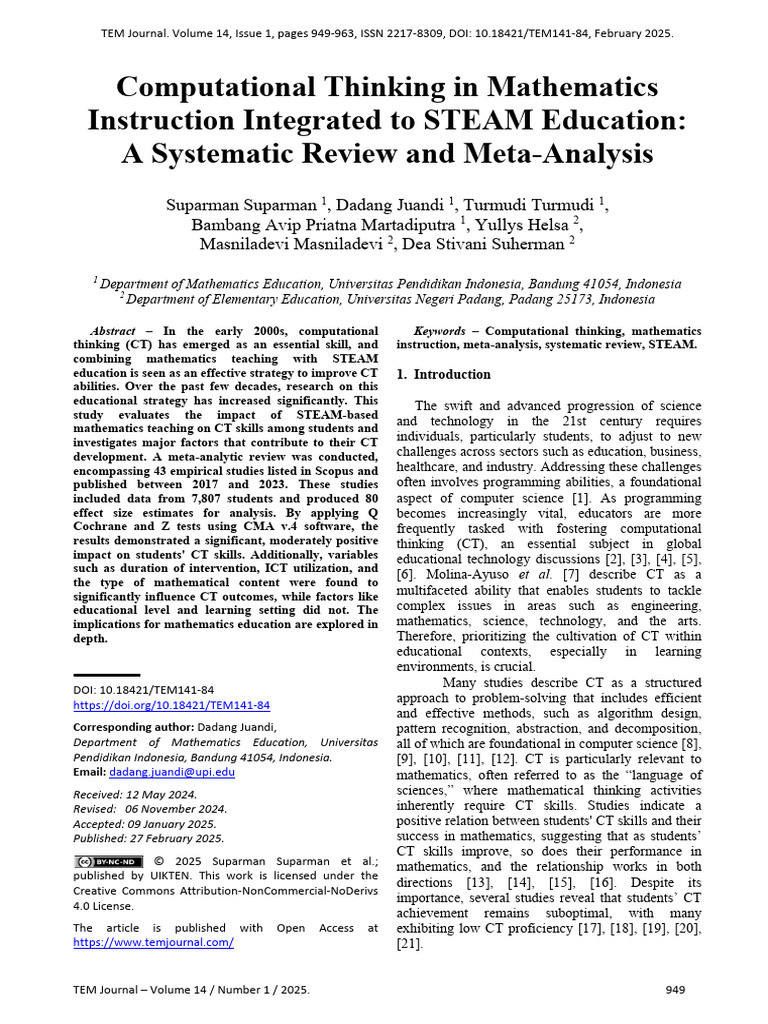 TEMJournalFebruary2025 949 963 | PDF | Educational Technology | Mathematics