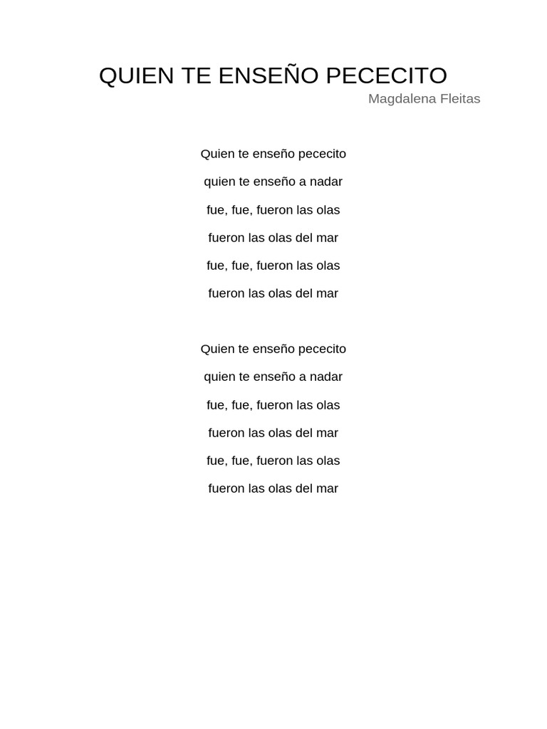 Quién te enseñó pececito - Magdalena Fleitas | PDF